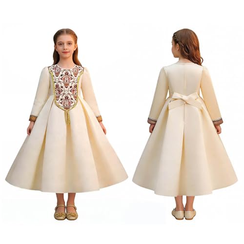 Robe princesse orientale fille avec imprimé et manches longues pour fête 3-7 ans