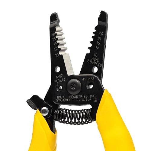 Image of IDEAL Electrical 45-655 Reflex Super T Stripper - 10-18 AWG Solid, 12-20 AWG Stranded, Yellow, Wire Stripper, Plier Nose, Slide Lock, Textured Grips