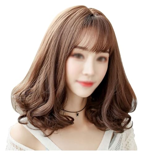 Perruque avec frange courte bouclée, extensions de cheveux ondulés naturels pour femme - 5