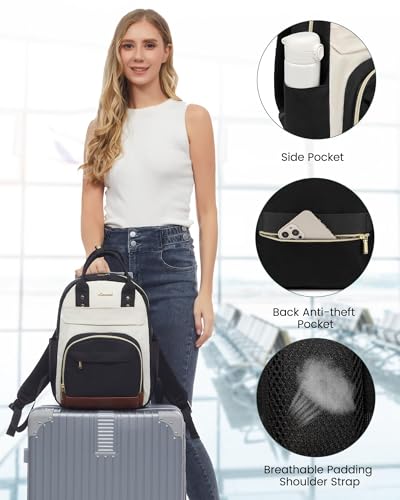 Image of LOVEVOOK Small Backpack Purse for Women, Mini Backpack bag, Cute Fashion Backpack for Daily Travel Work, Beige-Black-Brown