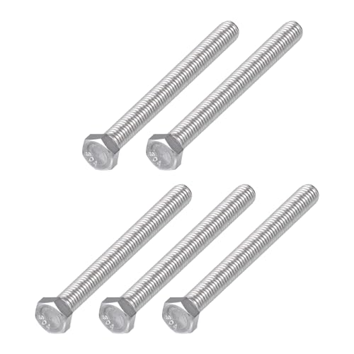 Image of METALLIXITY Hex Head Bolts (3 /8-16 x 3-1 /4 inch) 5Pcs, 304 Stainless Steel 18-8, Fully Threaded, External Hex Drive, Plain Finish, Hex Head Screw Bolt, Silver