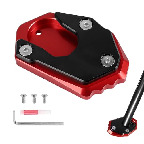 EXLECO Almohadilla Caballete Lateral Motocicleta, CNC Alu Anodizado, Rojo