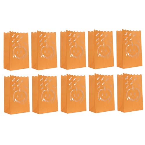 LIFKOME 10 pezzi Sacchetti Luminary Carta Ignifuga per Candele Halloween Zucca Decorazione Festa Luminosi