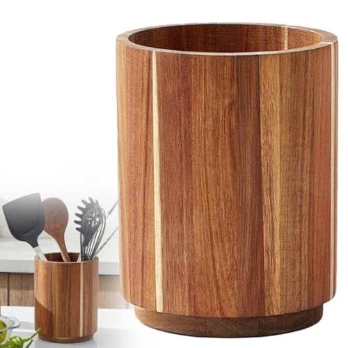 Soporte de madera para utensilios de cocina, soporte grande giratorio de 360°, organizador de utensilios de cocina para encimeras, decoración de cocina de granja, soporte para espátulas