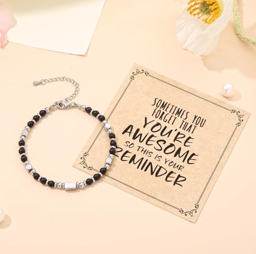 Image of Desimtion Healing Natural Stone Bracelets for Women Girls, Sometimes You Forget You're Awesome -Christmas Gifts for Women Teen Girls, Best Friend Birthday Gifts for Women Friendship Bracelets