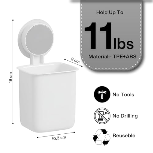 Image of SHOPPOFOBIX Plastic Toothbrush Holders for Bathroom | Wall Mounted Toothbrush Holder | Self-Adhesive Bathroom Organiser Without Drill for Toothbrushes | Washroom Organizer for Tooth Brush