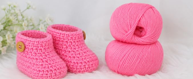Image of Pink Knitting Yarn Oon Set of 2 Soft Acrylic Crochet Yarn Balls for Knitting, Crochet, DIY Craft Projects, Sweaters, Scarves, Baby Clothing, Handmade Art & Craft Supplies