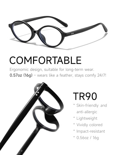 Image of Oval Blue Light Blocking Nerd Glasses Vintage Y2K Chic Frame Anti Eyestrain Protection TV Computer Gaming for Women Chiron Style