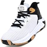 Beita Mens Basketball Shoes High Upper Breathable Sports Shoes Anti Slip, White, 8.5