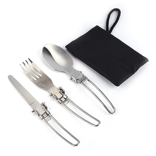 Leapiture Stainless Steel Tableware Portable Tableware Foldable Knife Fork Spoon Knife Traveling Knife Fork Spoon Set Outdoor Tableware Set Folding Cutlery Set
