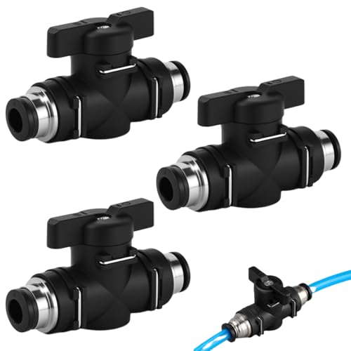 3 Stück Pneumatischer Kugelhahn BUC 8 mm, 8mm Pneumatik-Kugelhahn mit Absperrhahn, 8mm Pneumatikverbinder Absperrhahn zum Schnellen Anschluss von Luftleitungen, für Luftschlauchverschraubungen