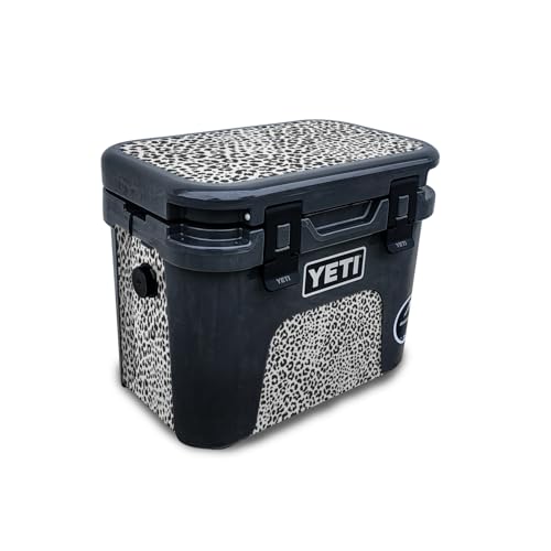 Image of Skin Compatible with Yeti Roadie 15 Hard Cooler - Snow Leopard Print - Premium 3M Vinyl Protective Wrap Decal Cover - Easy to Apply | Crafted in The USA by MightySkins
