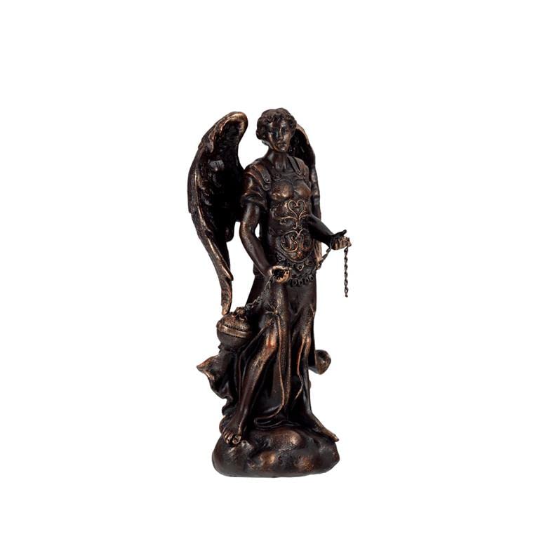 DRW Figura Arcangel San Saetiel Bronce Resina Pintado a Mano 12 cm