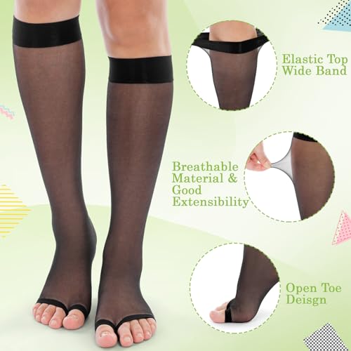 Bonuci 8 Pairs Toeless Socks Sheer Knee High Open Toe Trouser Socks Long Open Toe Feet Stockings for Women2