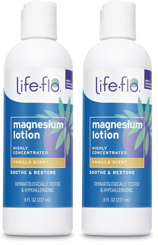 Life-flo Magnesium Lotion, Vanilla Scent - Relief and Relaxation with Magnesium Chloride from The Zechstein Seabed - Dermatologist Tested, Hypoallergenic, 60-Day Guarantee, Not Tested on Animals, 8oz