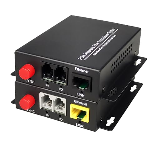 Image of 2 Channels POTS Telephones and 10 /100Mbps Ethernet Over Fiber Optic Extenders FC-FC Singlemode up 20Km Support Called id Ring and Fax No Delay A Set