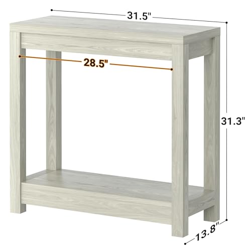 Besiost Small Farmhouse Wood Entryway Table Narrow Console Table with Storage Behind Couch Sofa Table with Shelves Entry Way Table with Open Storage, Easy Assembly, 32\" Classical Washed Oak - Thumbnail 3