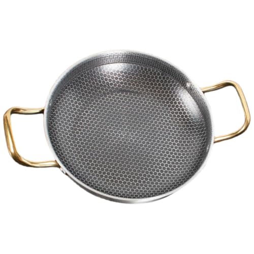 STOBAZA Sartén Antiadherente de Panal de Acero Inoxidable Doble Asa, Adecuado para Cocinas de Gas, Eléctrica E Inducción, Reduce Consumo de Aceite