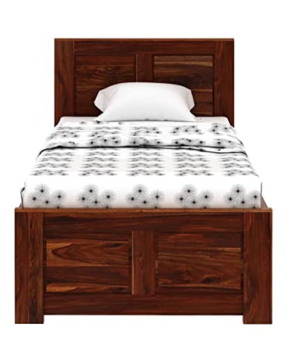 Image of WOODLAB Furniture Single Size Bed with Drawer Storage Wooden Single Cot Bed for Bedroom Home (Honey Finish)