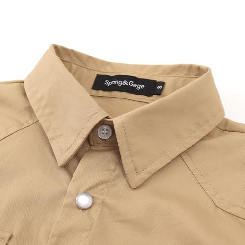 Image of Spring&Gege Boys' Long Sleeve Western Cowboys Pearl Snap Button Down Shirts (5-14 Years)