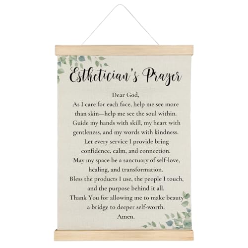 ATBWGT Esthetician's Prayer Christian Wall Art Decor, Beauty Room Decor, Inspirational Bible Verses Poster Hanger Frame for Spa Facial Room Salon Office, 12x16 Inch