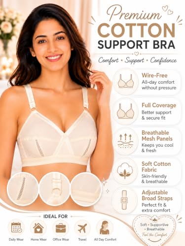 Image of SONA Women's Perfecto Full Coverage Non-Padded Plus Size Cross Belt Cotton Bra