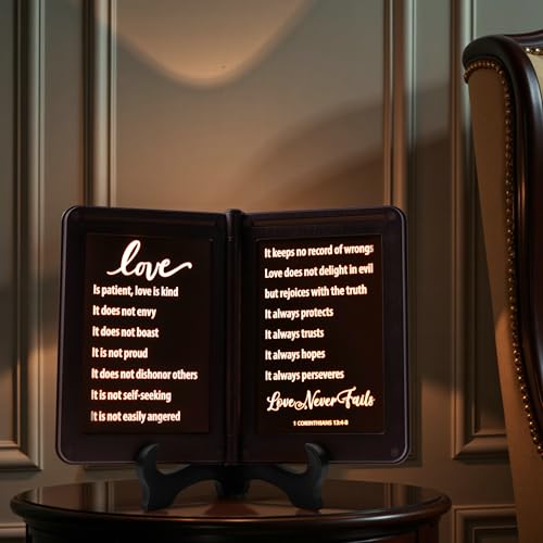 Image of mamre Bible Verses Lamp, Scripture Display Night Light - Thy Word is a lamp Unto My feet, and a Light Unto My Path. - 1 Corinthians 13 The Love Chapter, Spiritual Gifts, Bedside Lamp