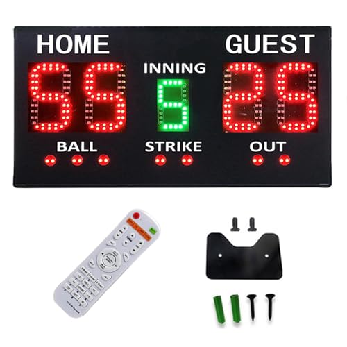 Marcador electrónico LED con control remoto inalámbrico, ajuste de brillo de 5 velocidades, diseño montado en la pared, alerta de pitido para baloncesto, billar, juegos de voleibol
