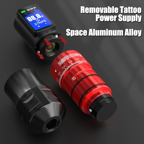 Image of Wormhole Wireless Tattoo Gun Kit 2300mAh Battery for Artists & Beginners | 7 Stroke Lengths, Smart Tattoo Machine with Digital Display, Xtreme Tattoo Ink & 20 Needles Professional Tattoo Gun