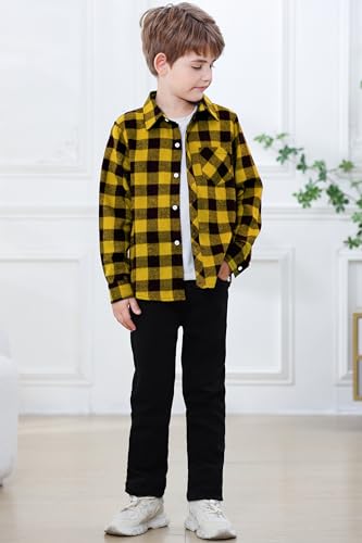 Image of Betusline Boy and Men Button Down Plaid Shirt