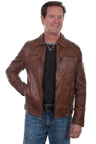 Scully Men's Brown Lamb Leather Trench Coat XL