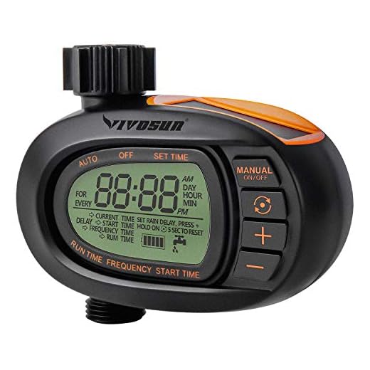 VIVOSUN Watering Timer, Solar Powerd Garden Hose Faucet Timer, Huge LCD Display Screen, Big Comfortable Buttons, Smooth and Concise Oval Design