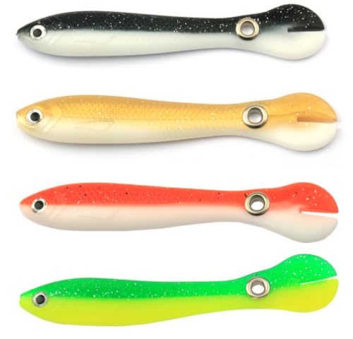 4 Pcs Soft Bionic Loach Fishing Lures for Bass,Topwater Jerk Hopping Swim Bait,Swimming Lures