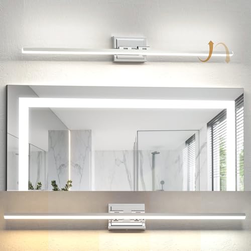Image of NIORSUN 39.4 Inch Modern Bathroom Light Fixture, 24W 5CCT Dimmable LED Chrome Bathroom Vanity Lights Over Mirror, Vanity Lights for Bathrooms Restroom Mirror- ETL Certified