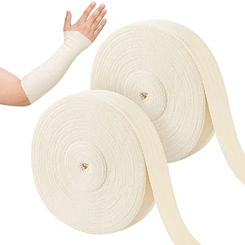 2 Pcs 2 Inch X 33 Yard Cotton Stockinette Tubular Elastic Bandage Gentle Pressure Stockinette Gauze Sleeve Tubing Tubular Stocking Bandages For Legs Arm Knee Prewrap Under Or Over Cast Bandage #TOP18