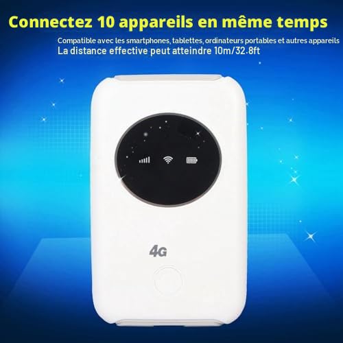 Brrnoo Modem WiFi 5G Portable, Routeur sans Fil 300 Mbps avec Fente Carte SIM intégrée et Batterie 3200 mAh