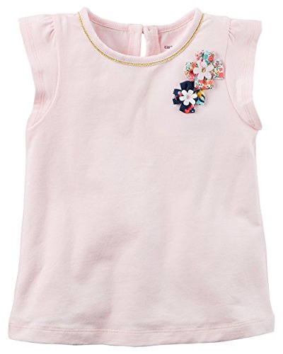 T-shirt rose bébé fille finitions rosette et volants élégants en maille douce