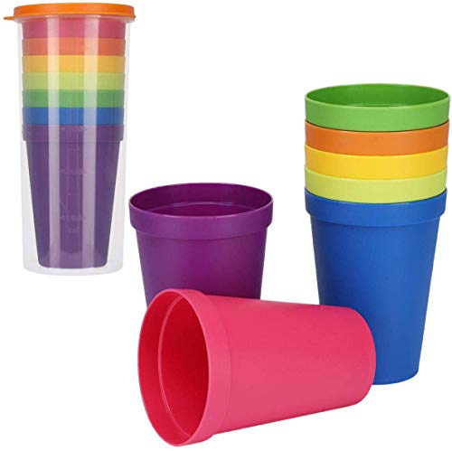 Tasse en plastique réutilisable, 7 pièces gobelets multicolores pour verres empilables verres à eau pour la fête de la boisson à la maison, événement, mariage, 7,05 oz