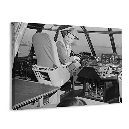 Howard Hughes In Cockpit Of The Spruce Goose Photo Poster Wall Posters Wall Art Paintings Canvas Wall Decor Home Decor Living Room Decor Aesthetic 12X16Inch(30X40Cm) Frame-Style #TOP16