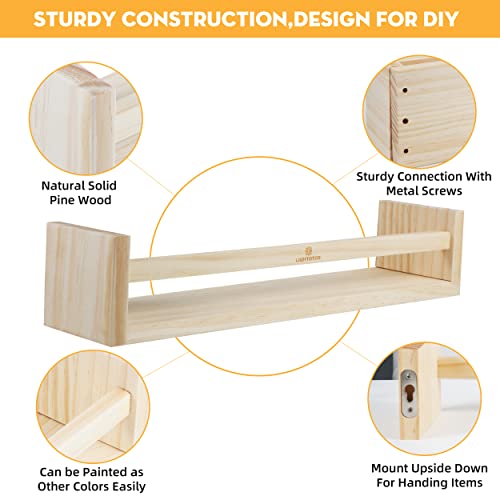 Lightotos 3 Pack Nursery Book Shelves 16.5 Inch Shelf Organizer, Floating Wall Bookshelf For Home Décor (Natural Wood) #TOP2