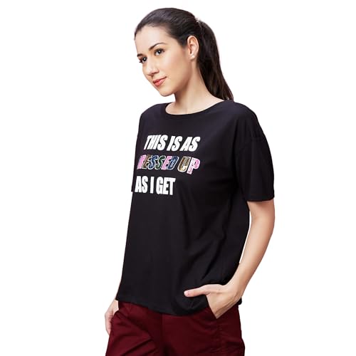 Image of Globus Women White Printed Boxy Fit Casual T-shirt-3638274001
