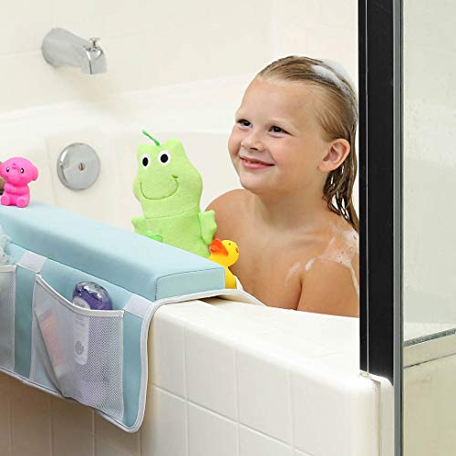 Image of Bath Kneeler & Elbow Rest-Thick, Non-Slip 1-Piece Pads Protect Elbows and Knees, Mesh Pockets. Quick-Dry, Easy to Clean. Perfect for Bathing Babies and Pets (Cool Mint)