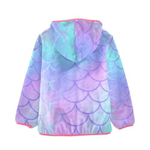 OTVEE Colorful Mermaid Tail Kids Hoodie Jacket Fall Spring Full Zip Warm Outwear Coat2