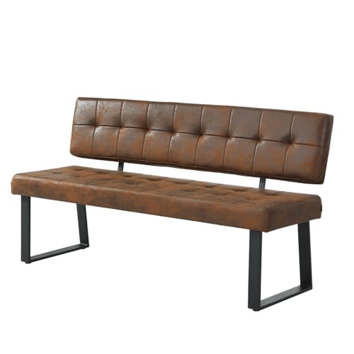 B&D home Sitzbank Sigfrid - Eckbank Esszimmer Mit Lehne Sitzbank Flur Pflegeleichter Bezug in Wildlederoptik in Braun Kaltschaum-Polsterung Für Esszimmer Küche & Flur 160 cm