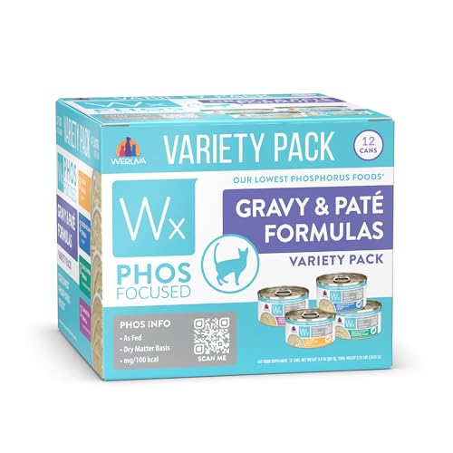 Weruva Wx Phos Focused Pate & Gravy Formulas Variety Pack 3oz Can (Pack of 12)