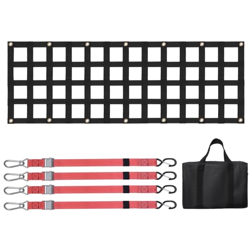 VEVOR Red para Portón Trasero 137x46 cm Red de Carga Resistente para Caja de Camioneta con 4 Correas Telescópicas Ajustables Extensible y Duradera Adecuada para Camionetas, Camiones, Remolques, SUV