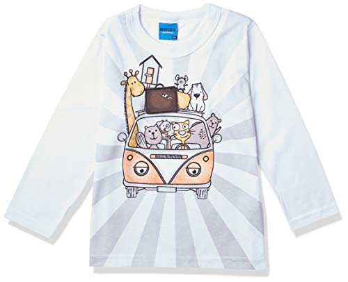 Kely Kety Carro com Animais, Camiseta de Manga Longa, Meninos, Branco, P