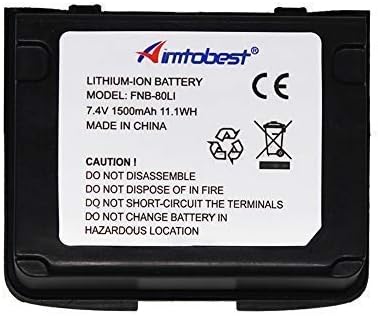 Aimtobest FNB-80Li 1500mAh Li-ion Battery Compatible for Yaesu Vertex VX-7R VX-6R VX-5R VX-6 VX-5 VXA-700 VXA-710 Standard Horizon HX460 HX470 HX471 Radio FNB-58Li FNB58Li FNB80Li SBR-40Li