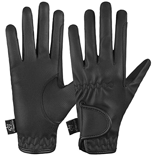 AFE Gants d'équitation en cuir synthétique pour femme Noir Taille L Cover