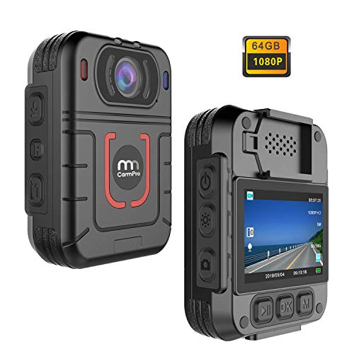 CammPro HD 1296P Police Body Camera, Infrared Night Vision Wearable Camera, Warning Lights